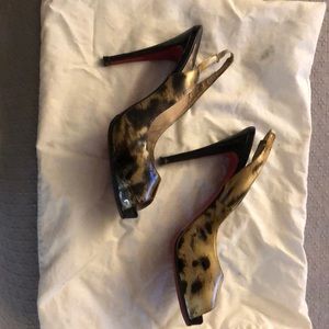 Patent leather animal print slingback 39.5